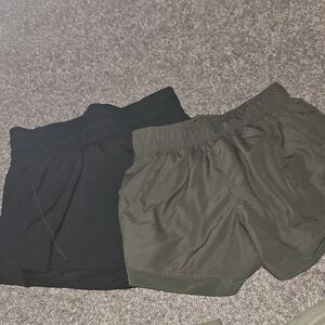 Avia Women's Black and Olive Athletic Shorts